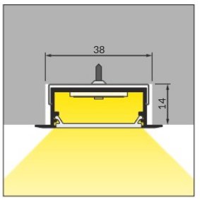 Profilo led con alette molto largo per cartongesso