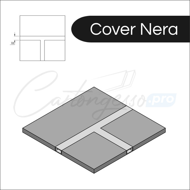 elemento a T cover nera profilo led integrato cover nera