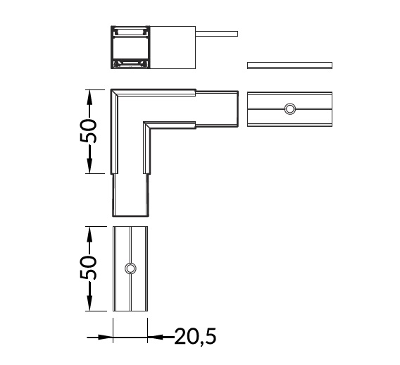 connettore angolare 90 gradi per barra led linea20