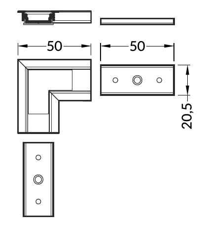 connettore angolare profilo led groove14