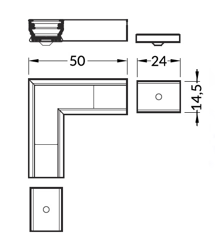 connettore angolare profilo led uni12