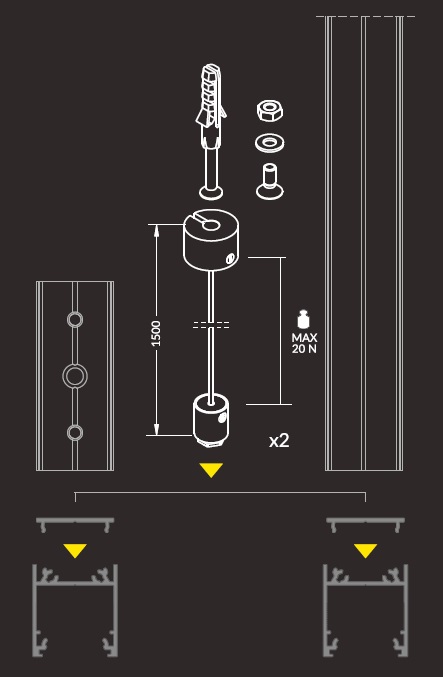 kit montaggio a sospensione linea20