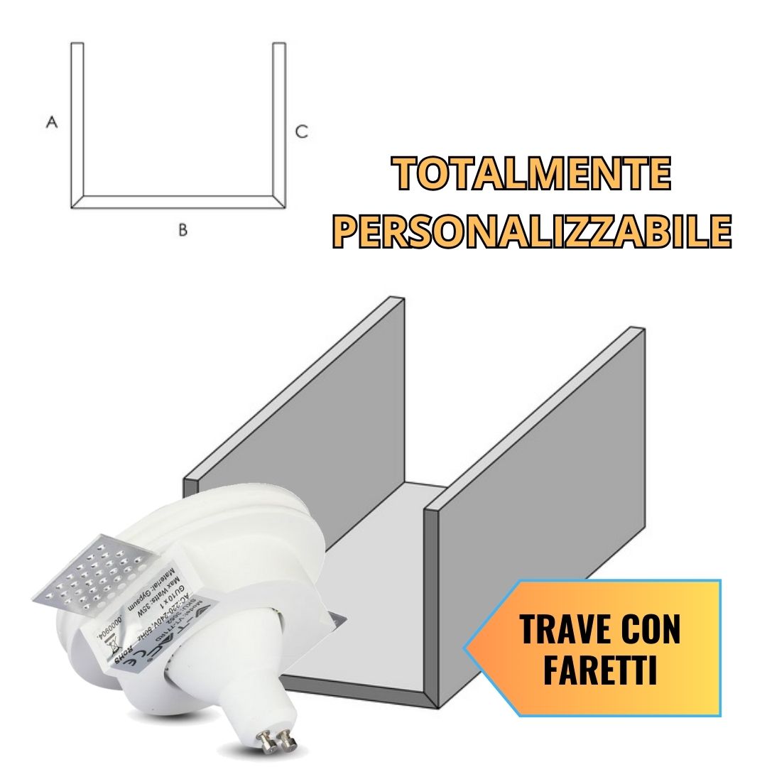 Trave in cartongesso con faretti